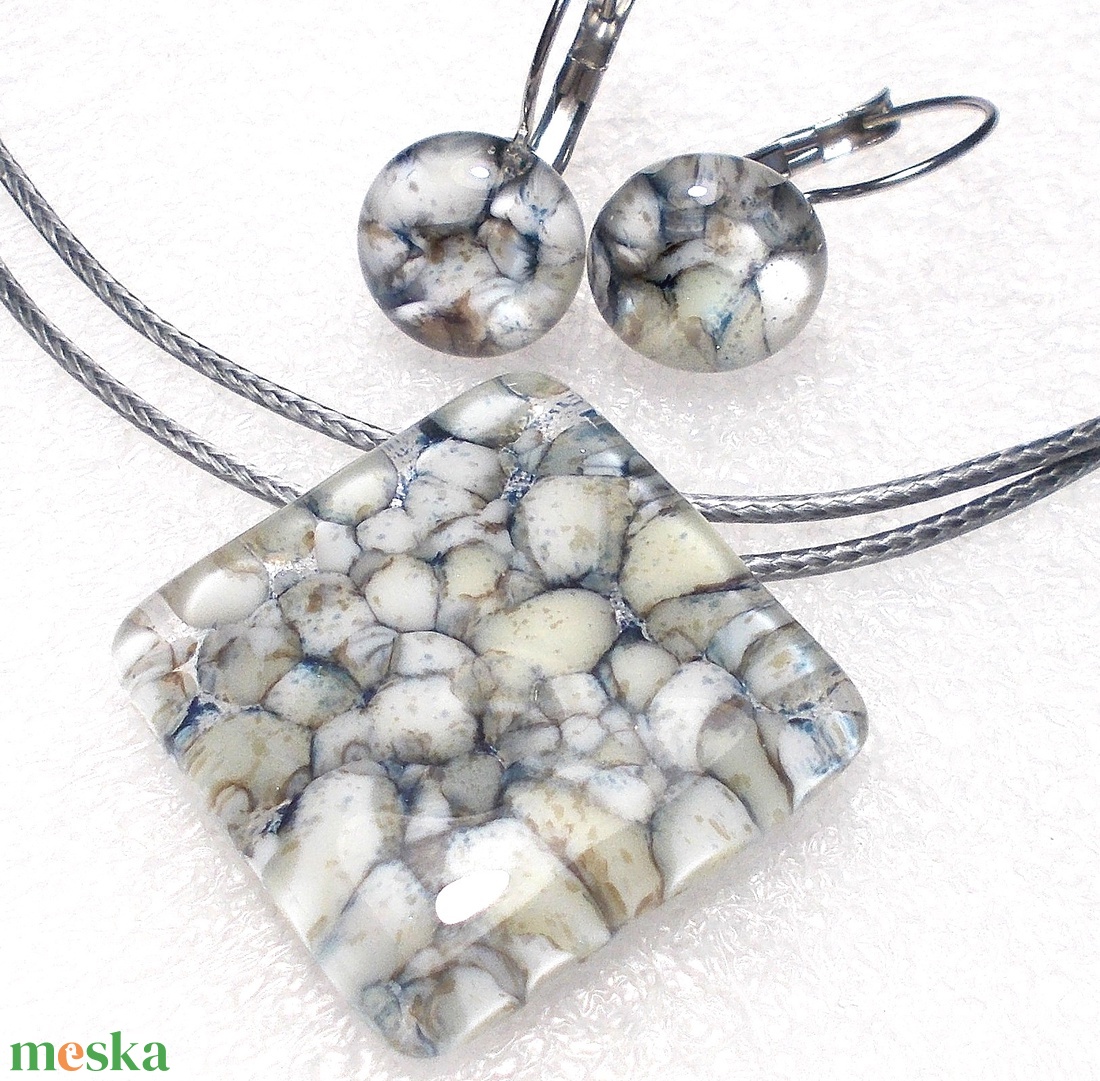 Kavicsok kristályos kék fénnyel ékszerszett, ajándék névnapra, születésnapra. - ékszer - ékszerszett - Meska.hu