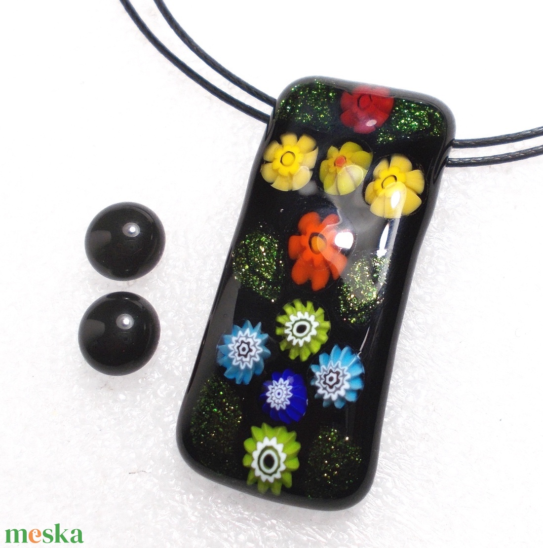 Virágok csillagfényben ékszerszett, nyaklánc és fülbevaló, ajándék  ballagásra, névnapra, születésnapra. - ékszer - ékszerszett - Meska.hu