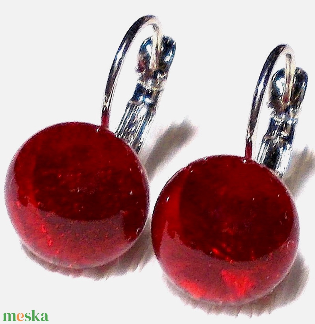 NEMESACÉL! Rubinpiros ragyogás fülbevaló  , ajándék  ballagásra, névnapra, születésnapra. - ékszer - fülbevaló - lógó fülbevaló - Meska.hu