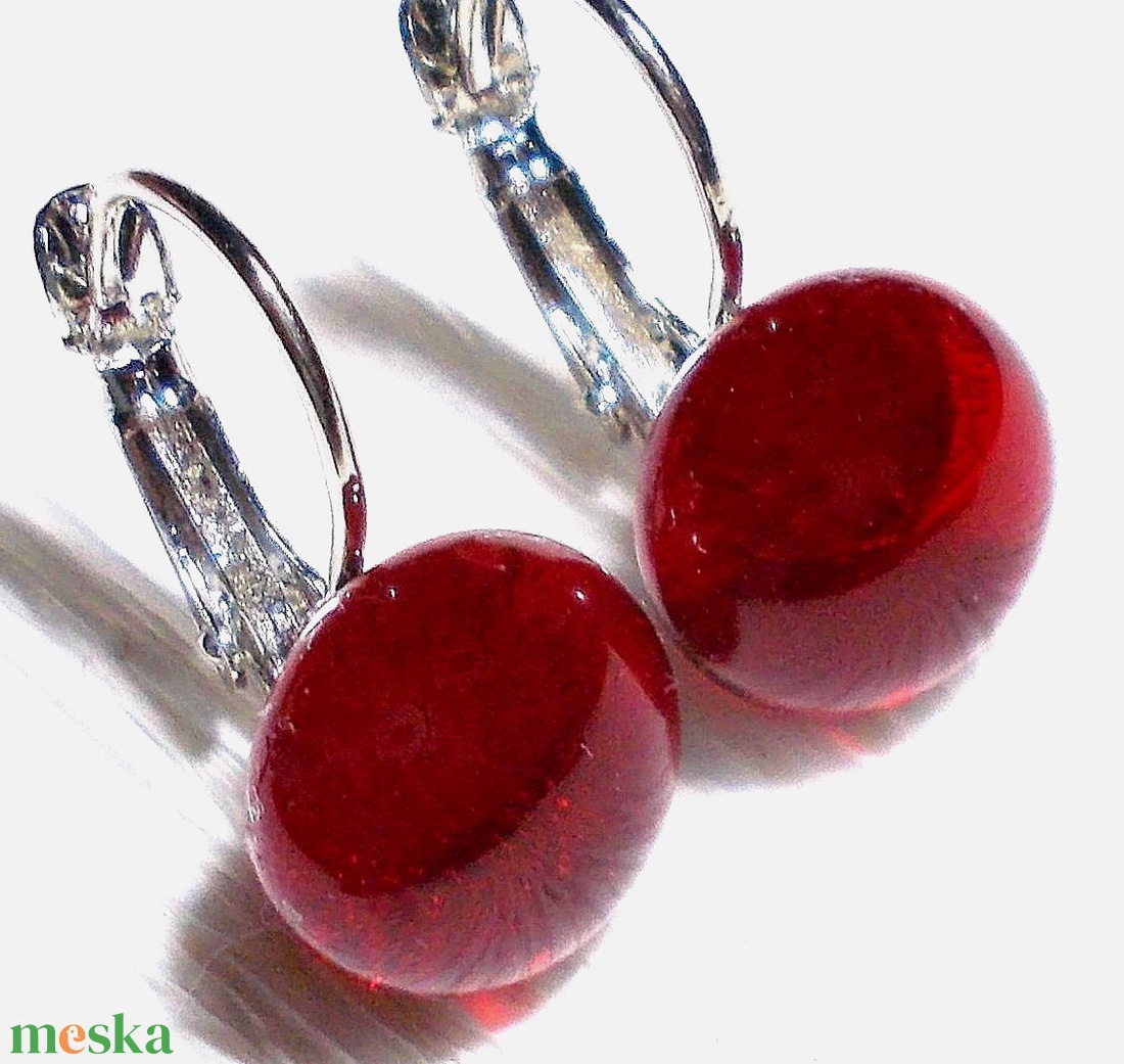 NEMESACÉL! Rubinpiros ragyogás fülbevaló  , ajándék  ballagásra, névnapra, születésnapra. - ékszer - fülbevaló - lógó fülbevaló - Meska.hu