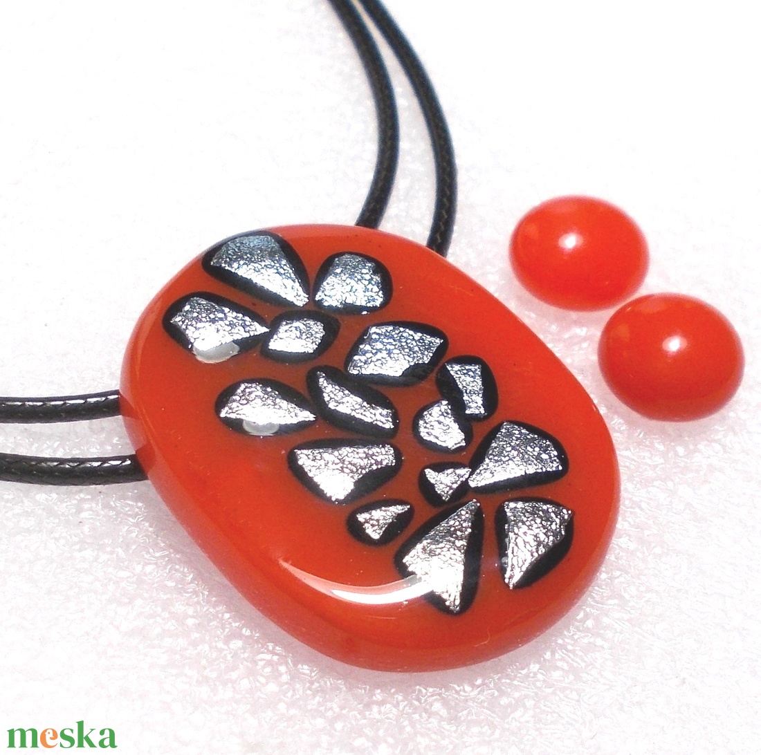 Piros-ezüst dichroic ékszerszett, ajándék pedagógus napra, születésnapra, névnapra.  - ékszer - ékszerszett - Meska.hu