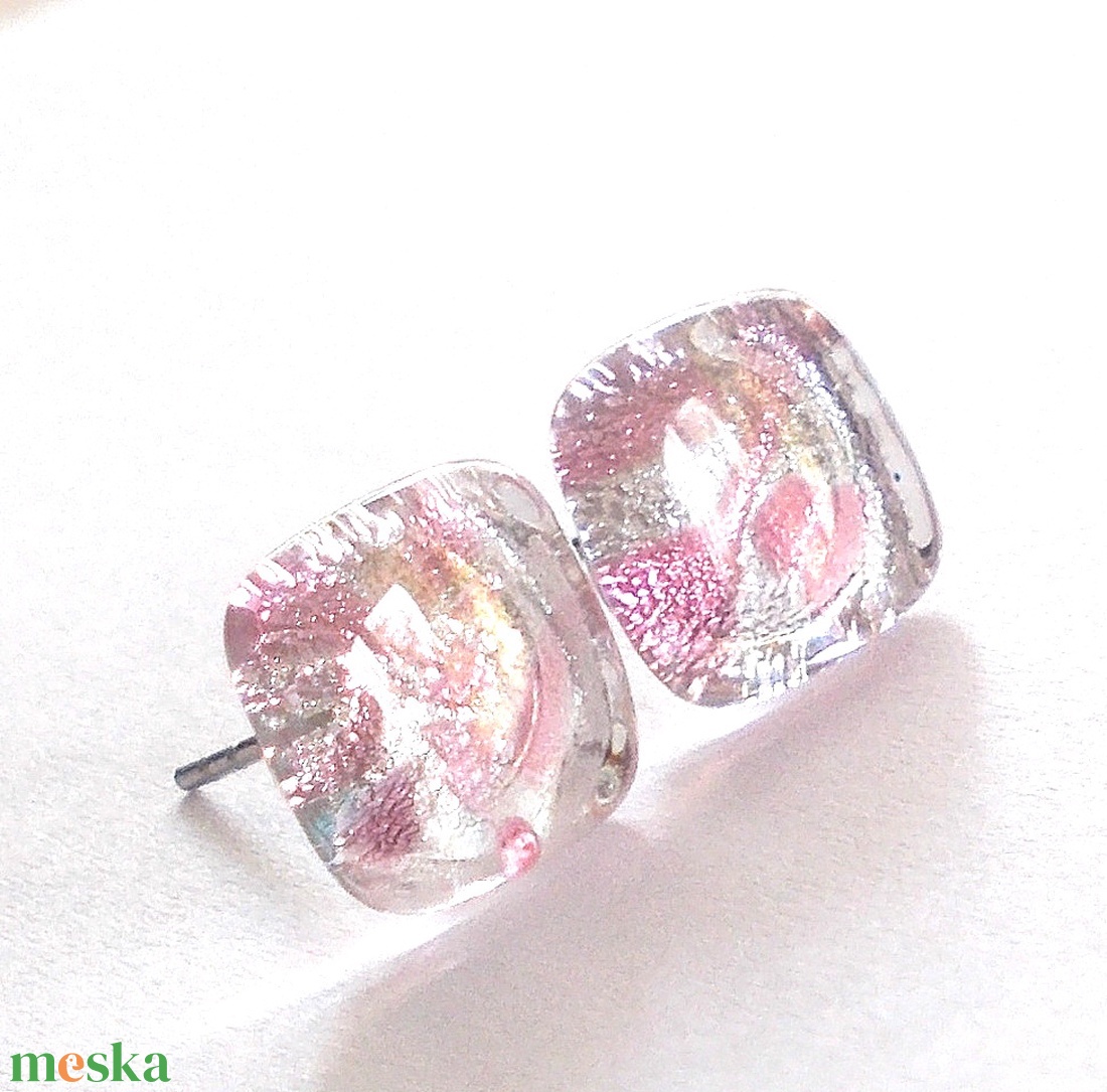 Orvosi fém! Rózsafény dichroic fülbevaló  , ajándék  névnapra, születésnapra. - ékszer - fülbevaló - pötty fülbevaló - Meska.hu