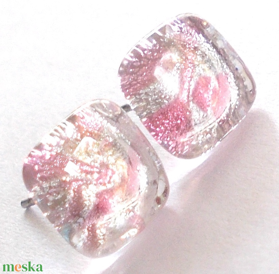 Orvosi fém! Rózsafény dichroic fülbevaló  , ajándék  névnapra, születésnapra. - ékszer - fülbevaló - pötty fülbevaló - Meska.hu