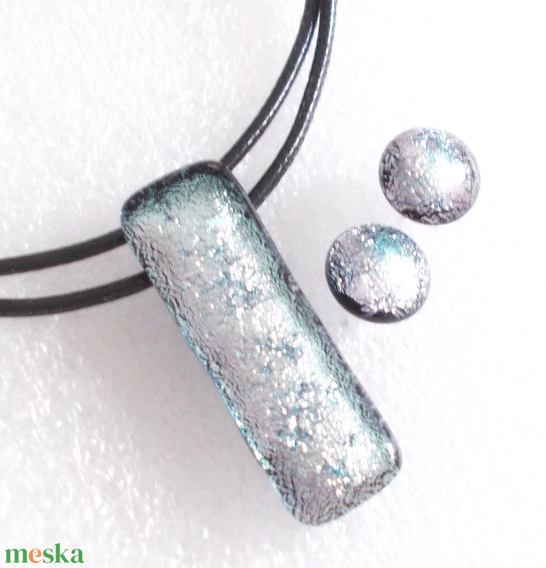 Ezüst-kék színjátszás ékszerszett, ajándék nőnapra, névnapra, születésnapra. - ékszer - ékszerszett - Meska.hu