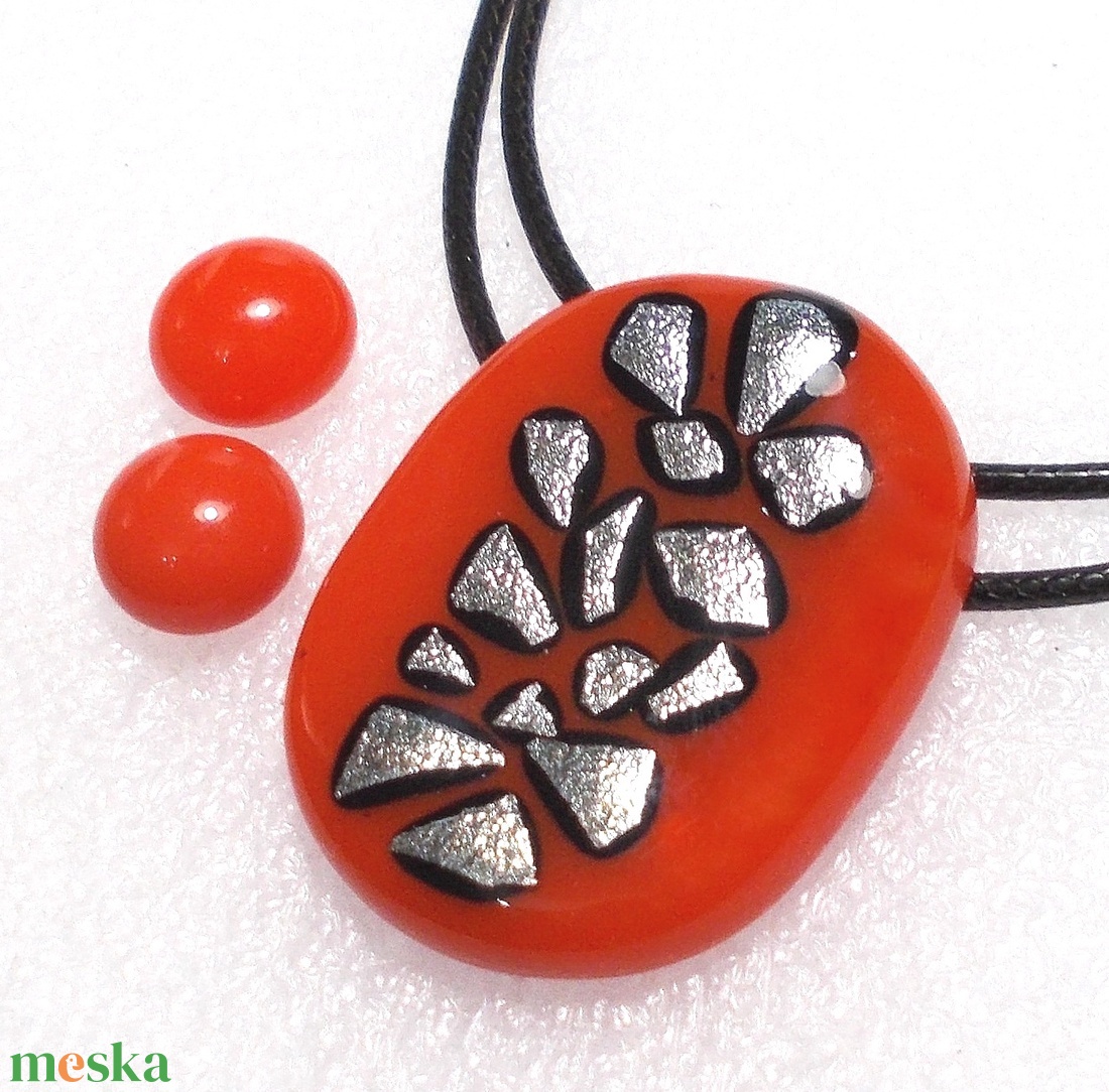 Piros-ezüst dichroic ékszerszett, ajándék pedagógus napra, születésnapra, névnapra.  - ékszer - ékszerszett - Meska.hu