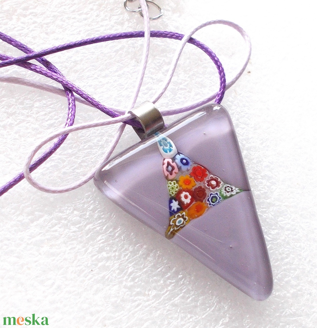 AKCIÓ! Virágos háromszög nyaklánc, ajándék  ballagásra, névnapra, születésnapra. - ékszer - ékszerszett - Meska.hu