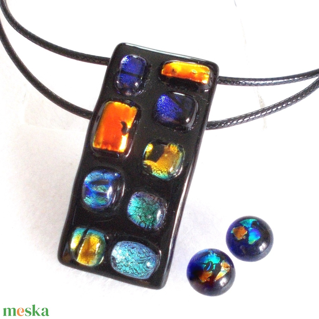  Szivárvány mozaik, üvegékszerszett, ajándék  lányoknak szalagavatóra, ballagásra, születésnapra, névnapra.  - ékszer - ékszerszett - Meska.hu