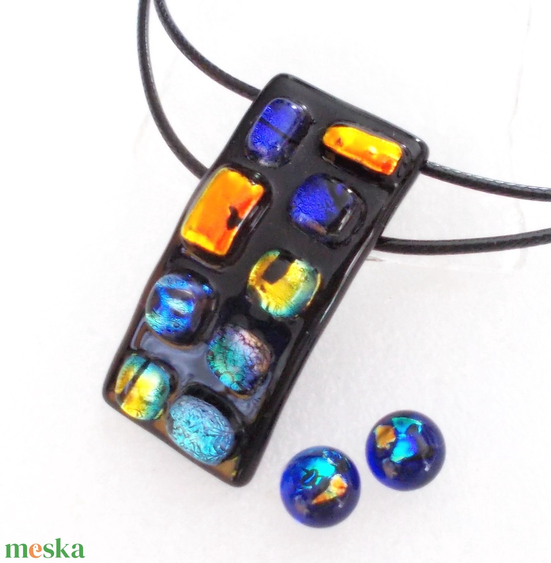  Szivárvány mozaik, üvegékszerszett, ajándék  lányoknak szalagavatóra, ballagásra, születésnapra, névnapra.  - ékszer - ékszerszett - Meska.hu