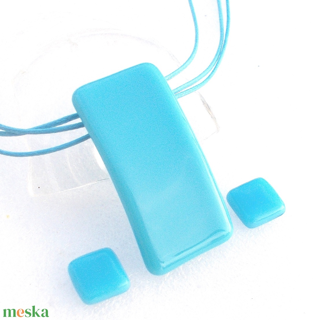 NEMESACÉL! Hajlított türkizkék ékszerszett, ajándék névnapra, születésnapra. - ékszer - ékszerszett - Meska.hu