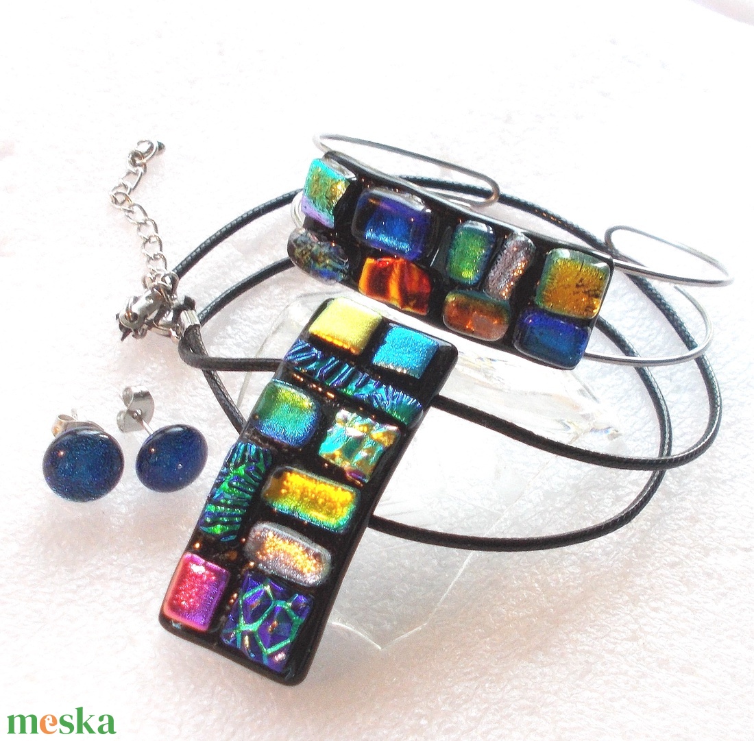 NEMESACÉL!  Dichroic mozaik, ékszerszett, ajándék  lányoknak szalagavatóra, ballagásra, születésnapra, névnapra.  - ékszer - ékszerszett - Meska.hu