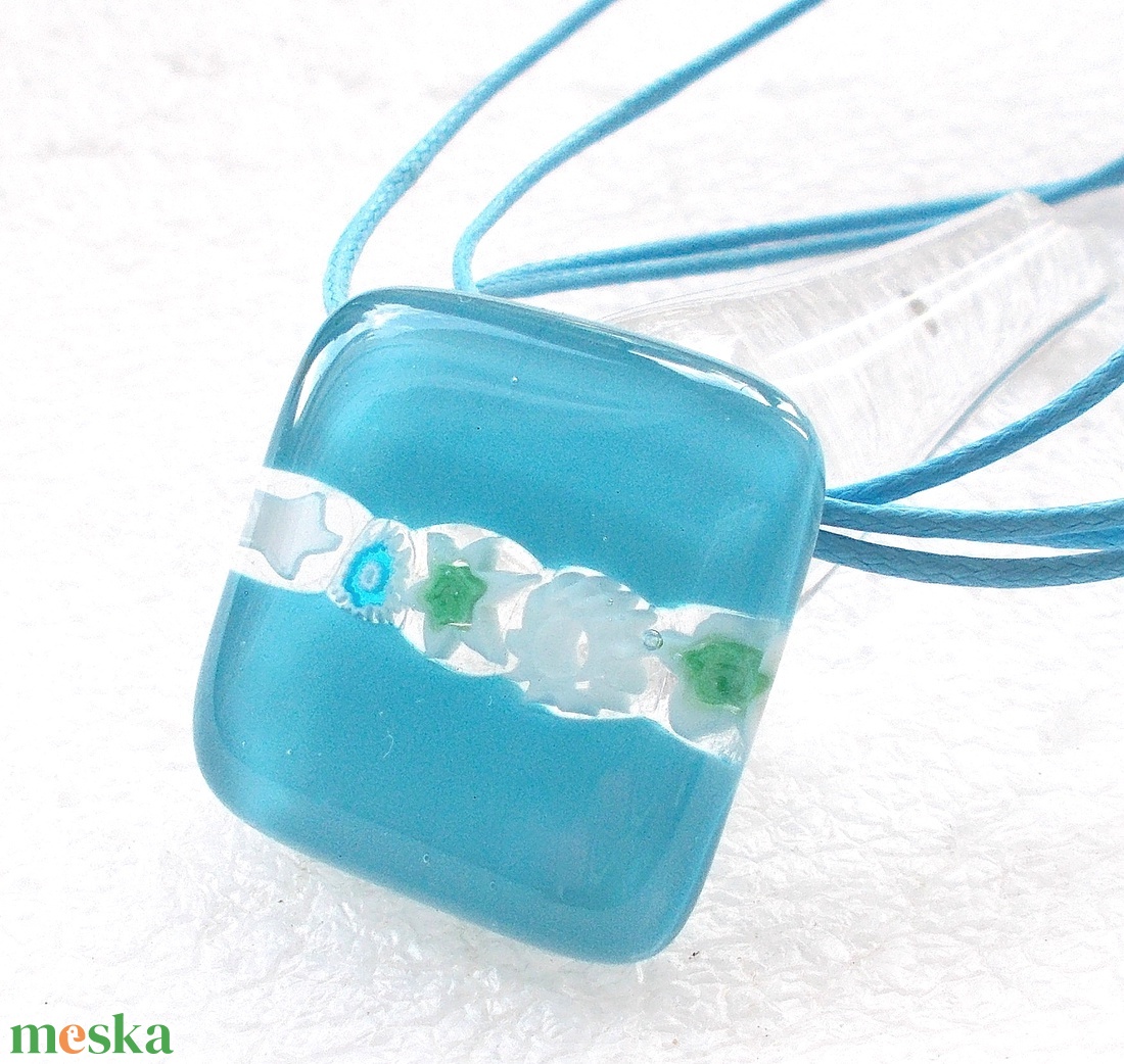 AKCIÓ! Türkizkék csipkemintával ékszerszett, nyaklánc és fülbevaló, ajándék  ballagásra, névnapra, születésnapra. - ékszer - ékszerszett - Meska.hu