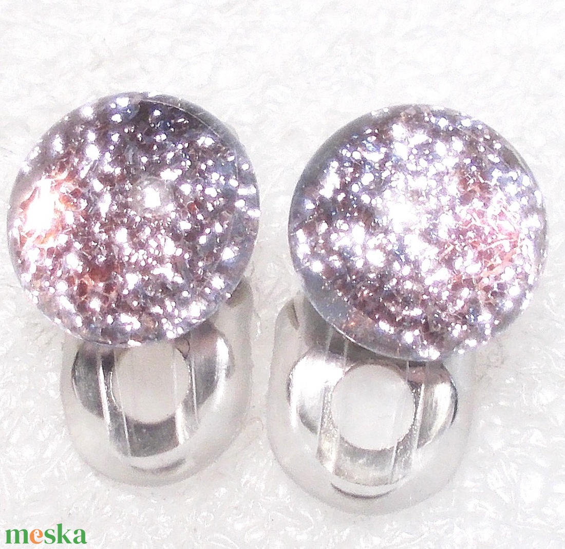  Csillaghullás rózsafényben klipszes  fülbevaló, ajándék  névnapra, születésnapra. - ékszer - fülbevaló - pötty fülbevaló - Meska.hu