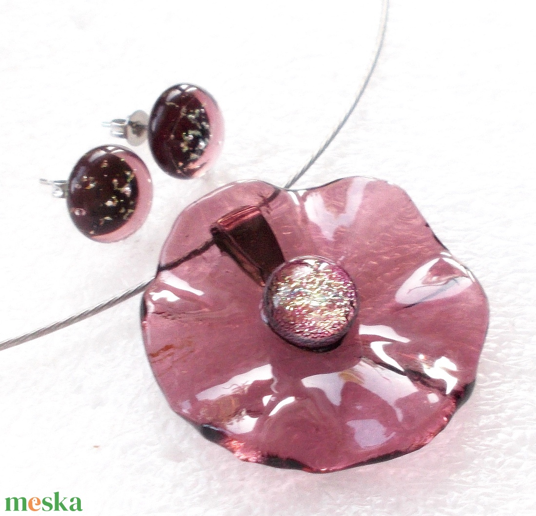 Mályvarózsa ékszerszett, ajándék névnapra születésnapra. - ékszer - ékszerszett - Meska.hu