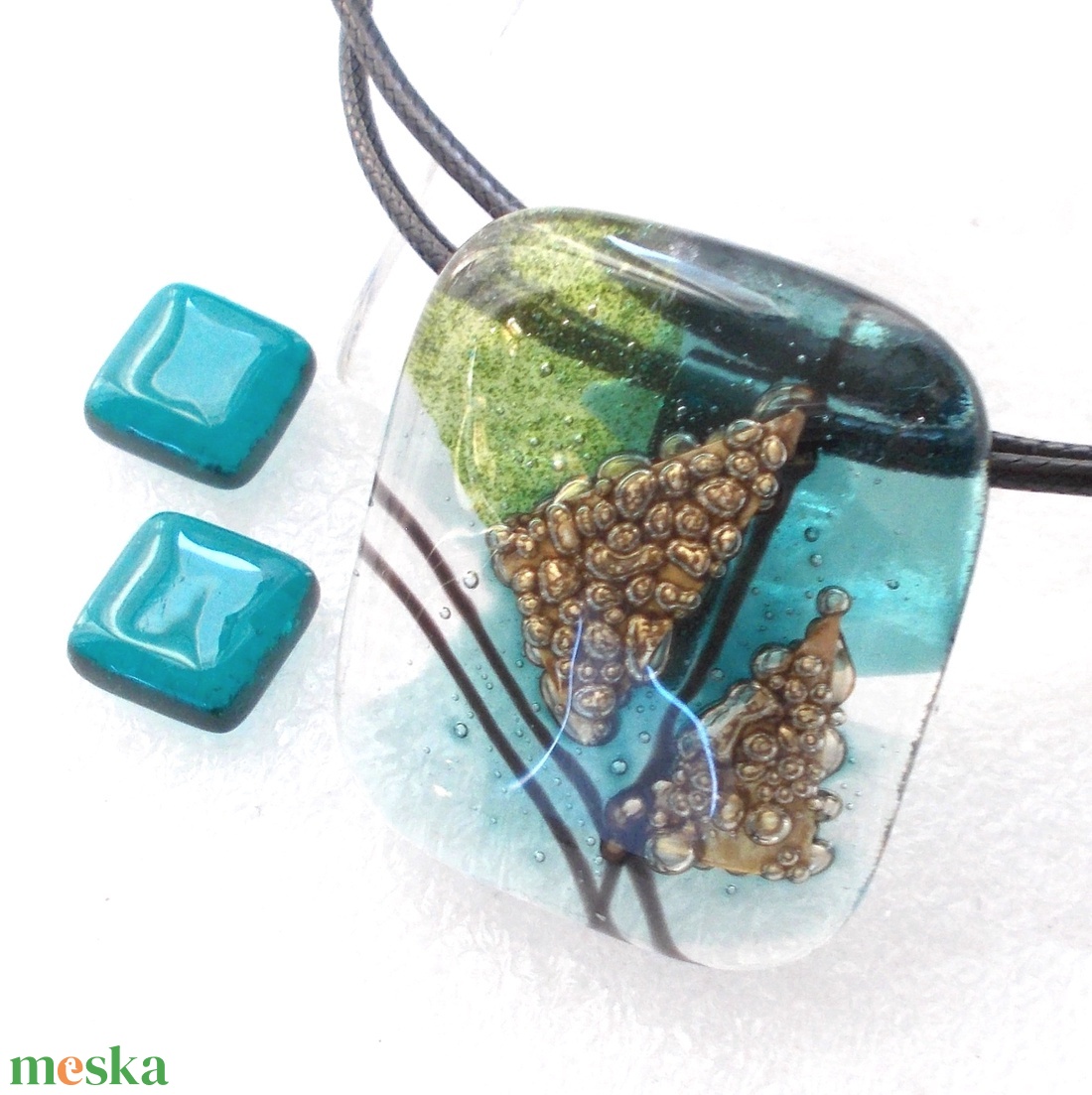 Bronz vitorlák üvegékszer, ajándék nőknek névnapra, születésnapra. - ékszer - nyaklánc - medálos nyaklánc - Meska.hu