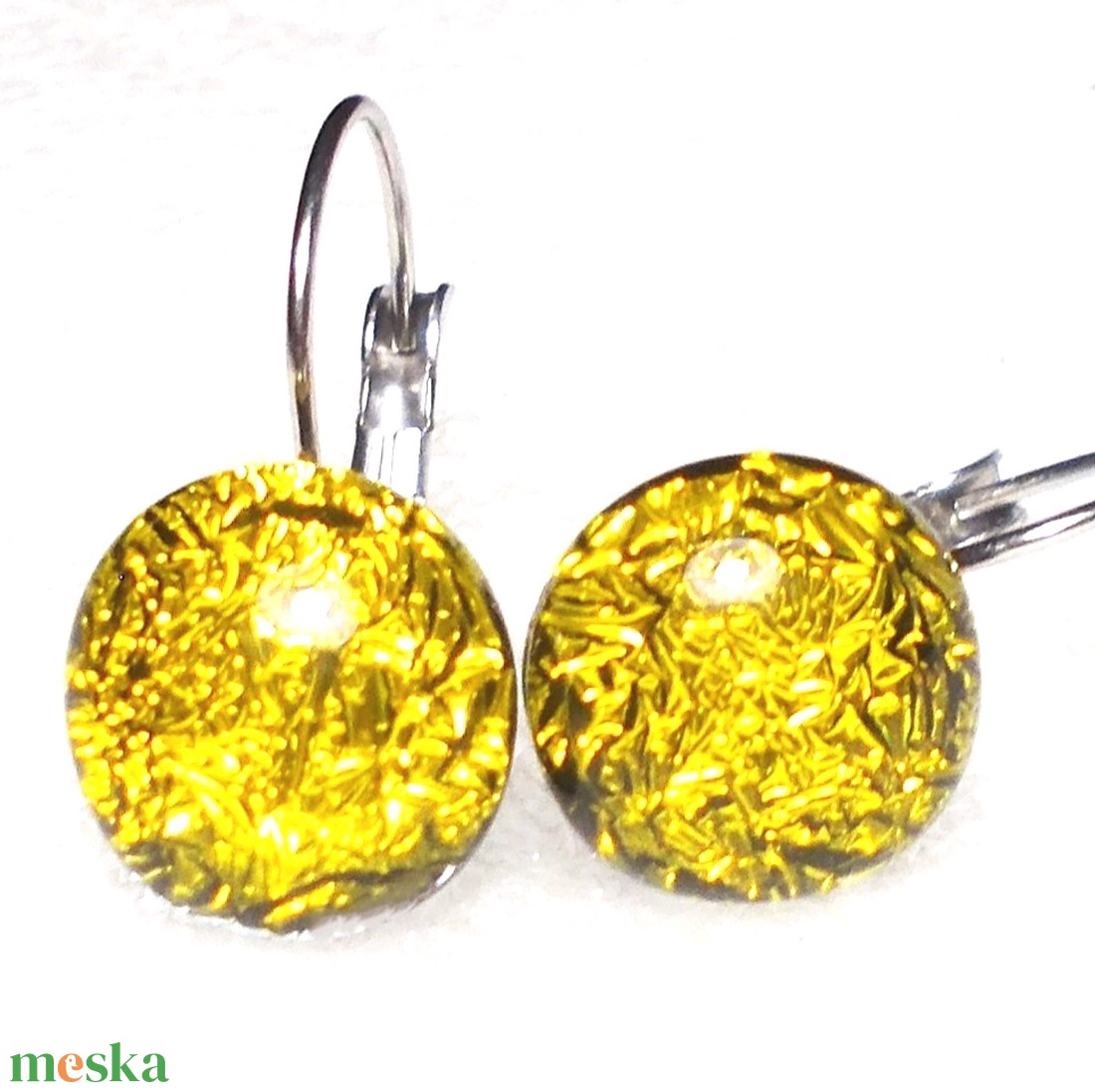 NEMESACÉL! Arany ragyogás dichroic kapcsos fülbevaló, ajándék nőknek névnapra, születésnapra. - ékszer - fülbevaló - lógó fülbevaló - Meska.hu NEMESACÉL! Arany ragyogás dichroic kapcsos fülbevaló, ajándék nőknek névnapra, születésnapra. - ékszer - fülbevaló - lógó fülbevaló - Meska.hu