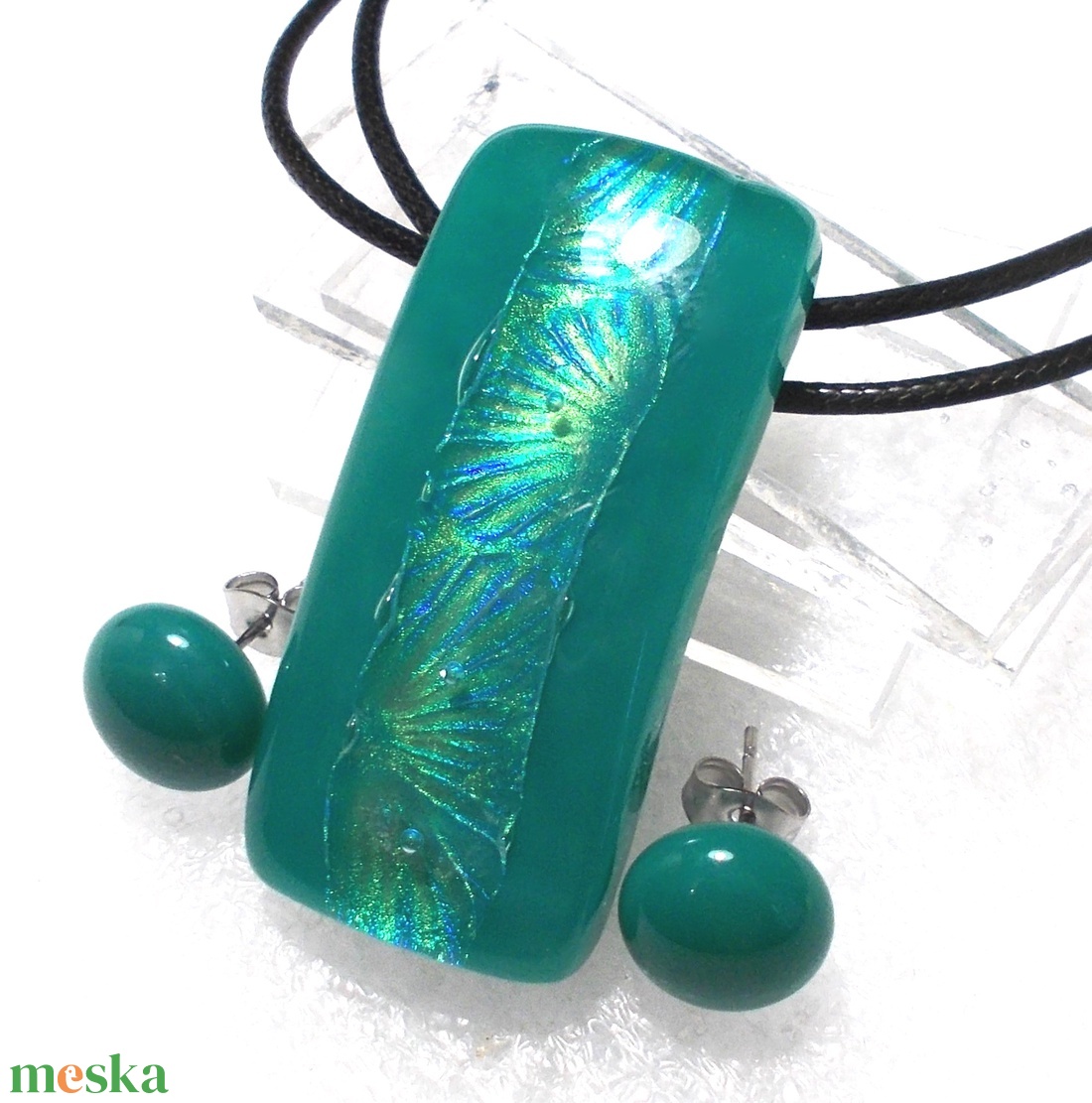 Türkiz fények nyaklánc, névnapra, születésnapra. - ékszer - ékszerszett - Meska.hu