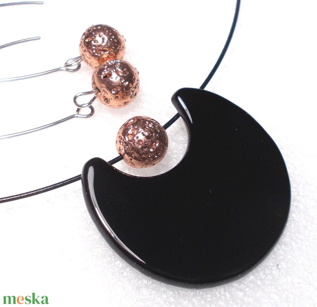 Fekete-rózsa-arany trendi  ékszerszett, ajándék Valentin napra, névnapra, születésnapra. - ékszer - ékszerszett - Meska.hu