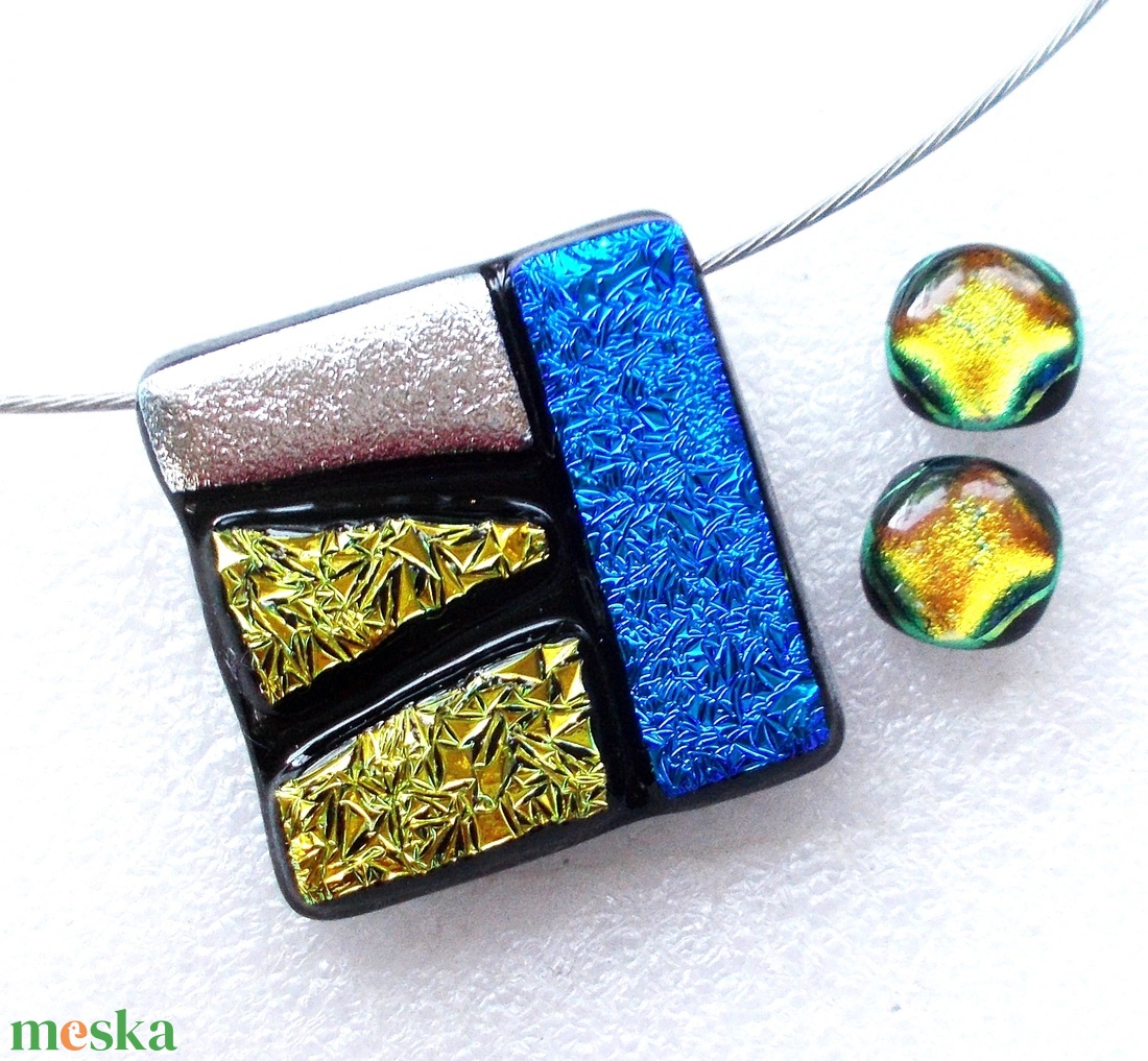 NEMESACÉL! Dichroic mozaik ékszerszett, ajándék pedagógus napra, születésnapra, névnapra.  - ékszer - ékszerszett - Meska.hu