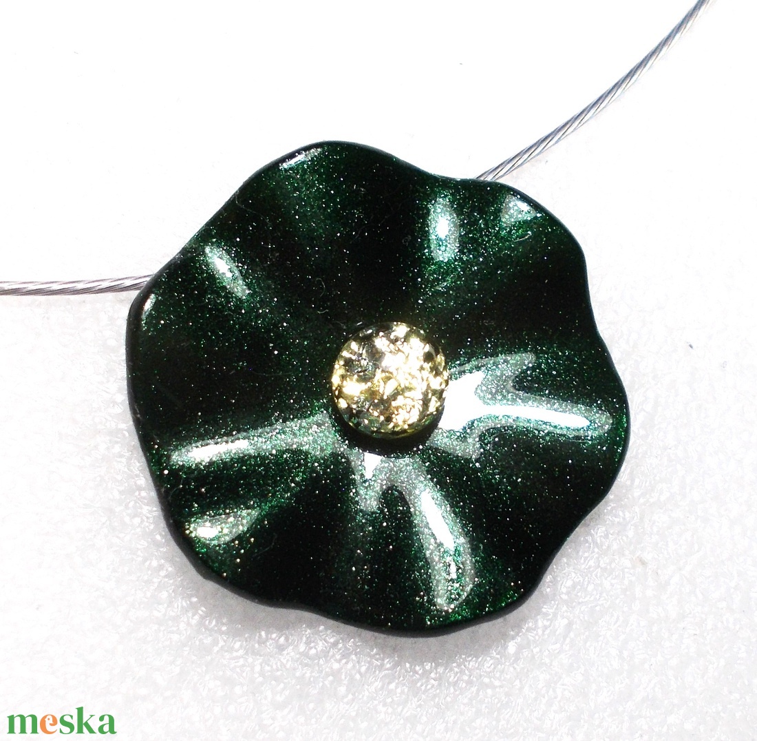 Smaragd rózsa nyaklánc , ajándék Valentin napra, névnapra születésnapra. - ékszer - nyaklánc - medál - Meska.hu