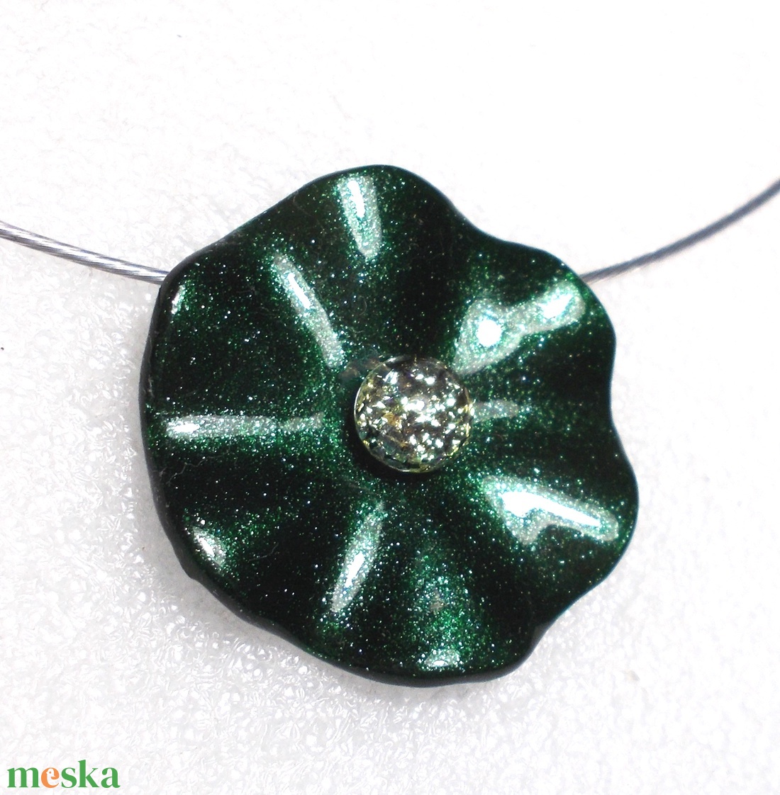 Smaragd rózsa nyaklánc , ajándék Valentin napra, névnapra születésnapra. - ékszer - nyaklánc - medál - Meska.hu