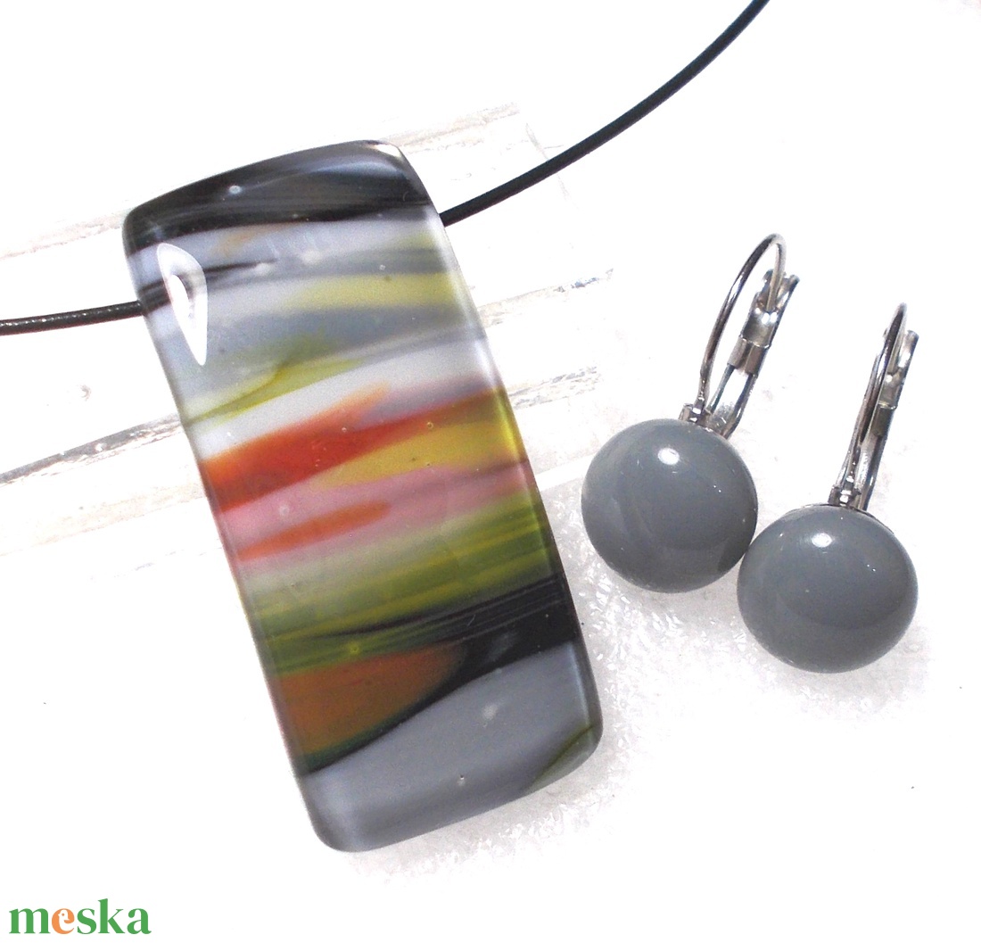   NEMESACÉL! Színes-szürke ékszerszett, karácsonyrara, névnapra, születésnapra. - ékszer - ékszerszett - Meska.hu