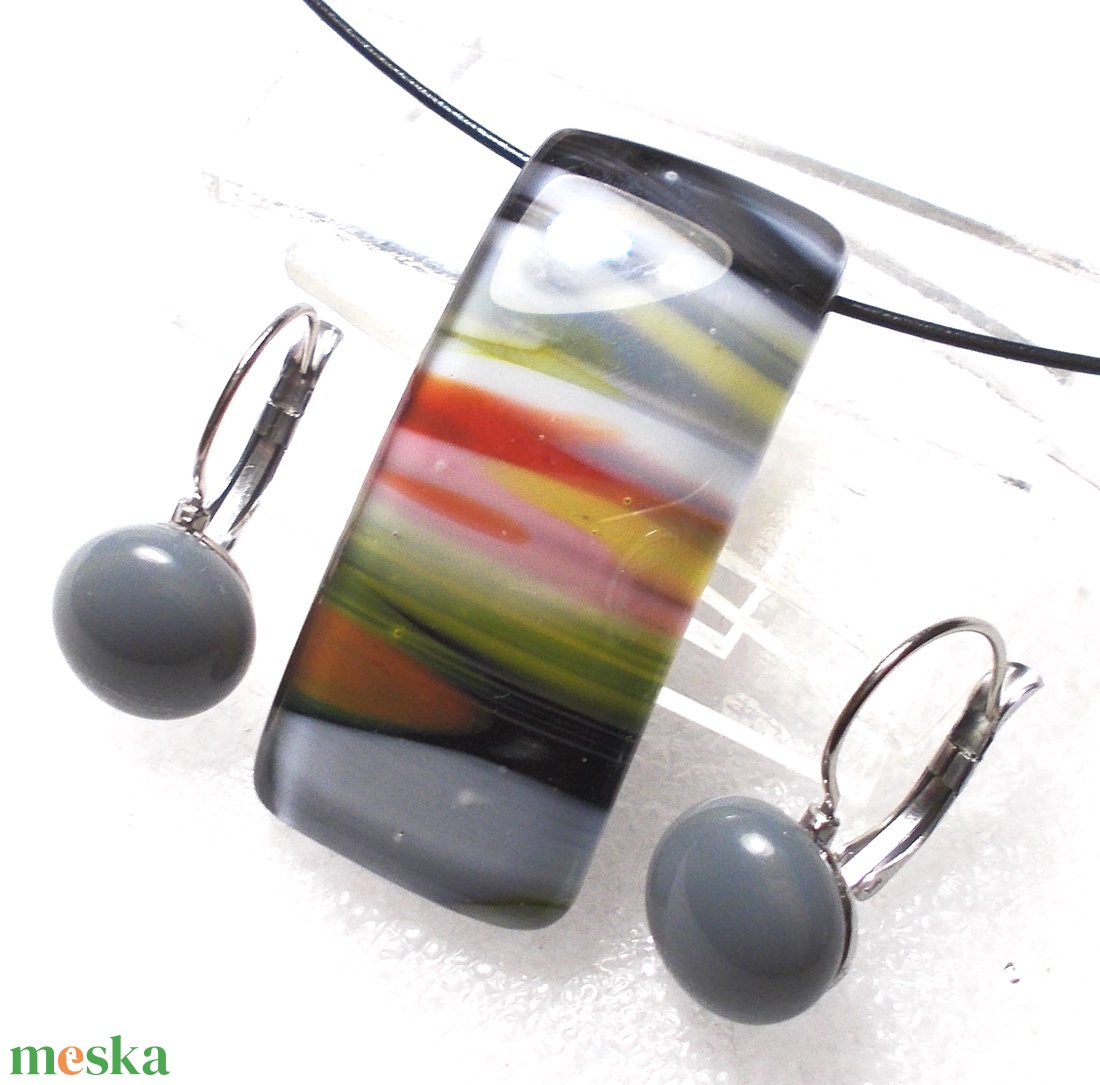   NEMESACÉL! Színes-szürke ékszerszett, karácsonyrara, névnapra, születésnapra. - ékszer - ékszerszett - Meska.hu