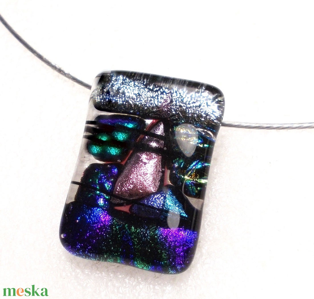 NEMESACÉL! Dichroic mozaik nyaklánc, ajándék pedagógus napra, születésnapra, névnapra.  - ékszer - nyaklánc - medál - Meska.hu