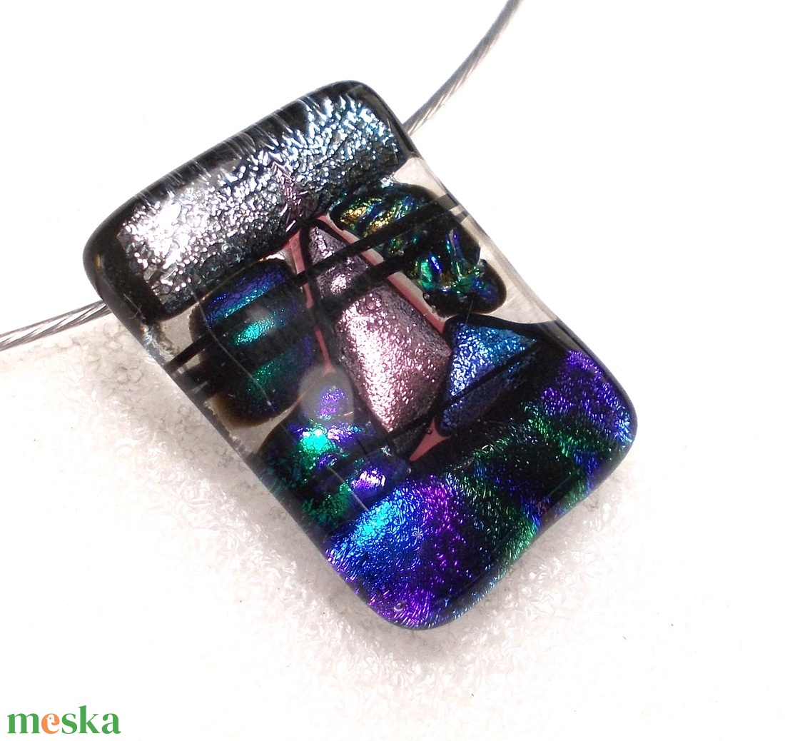 NEMESACÉL! Dichroic mozaik nyaklánc, ajándék pedagógus napra, születésnapra, névnapra.  - ékszer - nyaklánc - medál - Meska.hu
