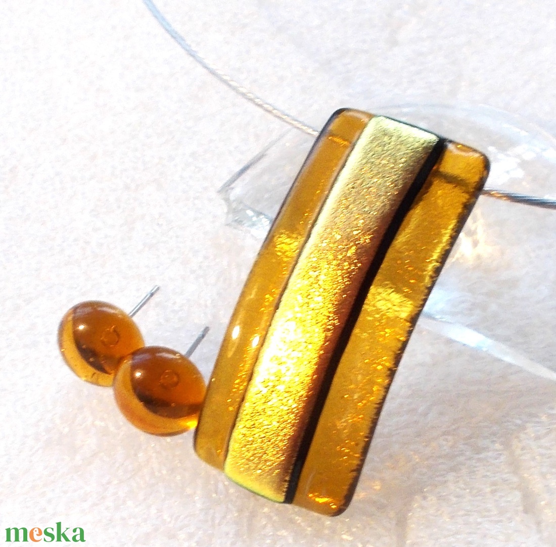 Arany-borostyán  ékszerszett, ajándék névnapra, születésnapra. - ékszer - ékszerszett - Meska.hu