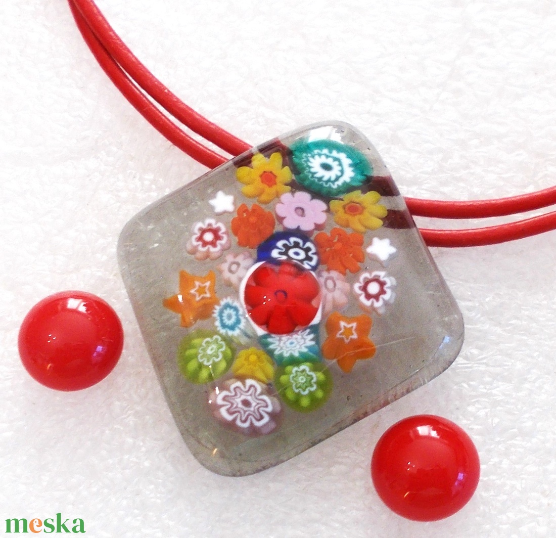 NEMESACÉL! Szürke virágos ékszerszett, nyaklánc és fülbevaló, ajándék  ballagásra, névnapra, születésnapra. - ékszer - ékszerszett - Meska.hu