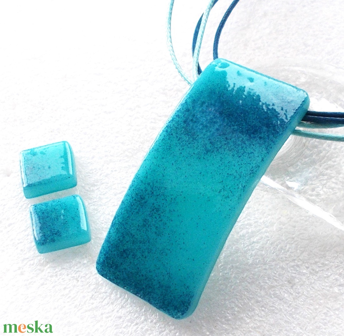 AKCIÓ! Nemesacél színátmenetes türkiz-kék ékszerszett , névnapra születésnapra. - ékszer - ékszerszett - Meska.hu