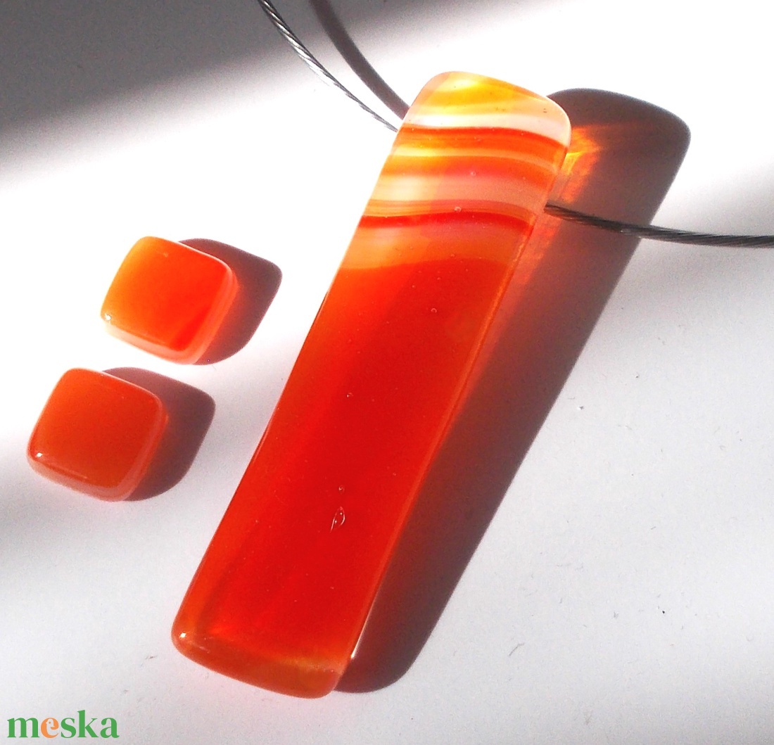 NEMESACÉL!  Csíkos narancs ékszerszett. - ékszer - ékszerszett - Meska.hu