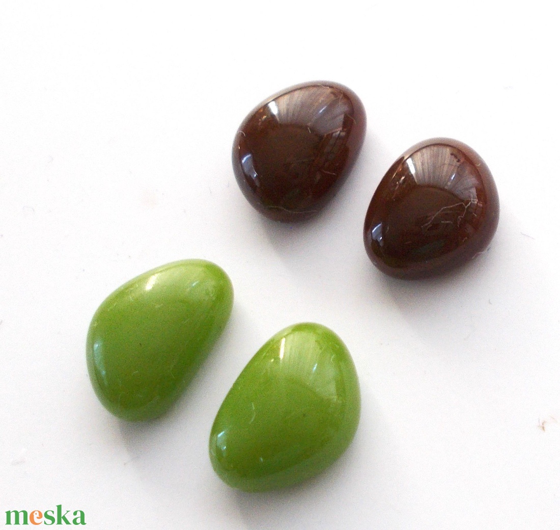 Orvosi fém! zöld-barna lencsi stiftes fülbevaló pár , ajándék  névnapra, születésnapra. - ékszer - fülbevaló - pötty fülbevaló - Meska.hu