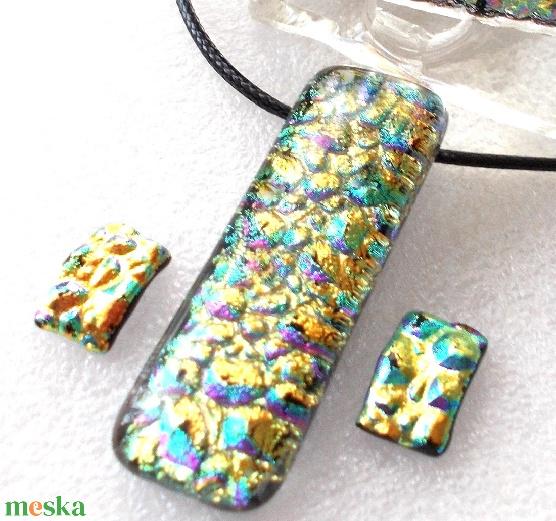 NEMESACÉL! Aranyló színkavalkád dichroic ékszerszett, ajándék karácsonyra. - ékszer - ékszerszett - Meska.hu