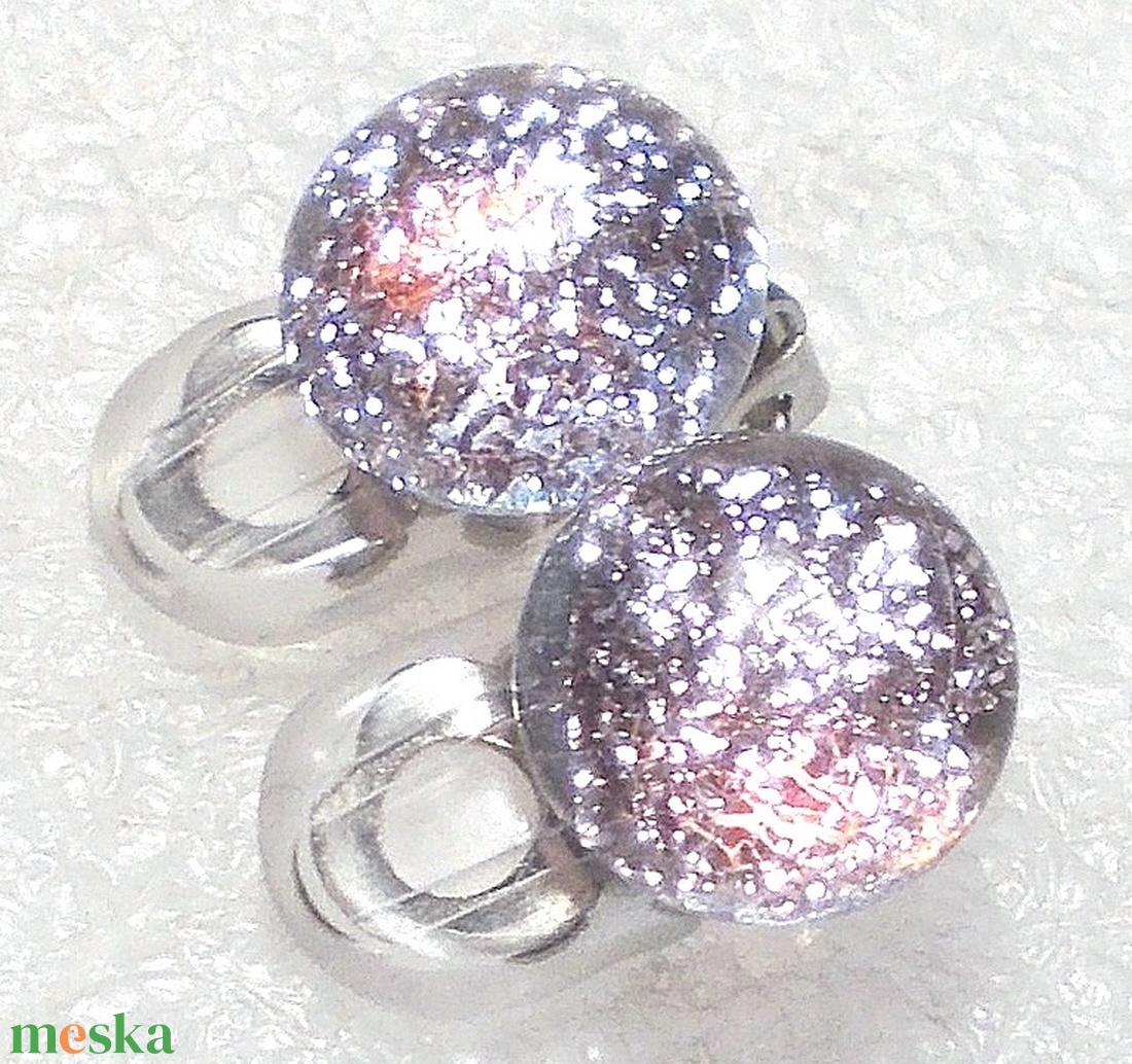  Csillaghullás rózsafényben klipszes  fülbevaló, ajándék  névnapra, születésnapra. - ékszer - fülbevaló - pötty fülbevaló - Meska.hu