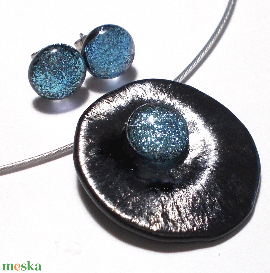 OVÁLIS! Gyöngykagyló dichroic ékszerszett , ajándék névnapra, születésnapra. - ékszer - ékszerszett - Meska.hu