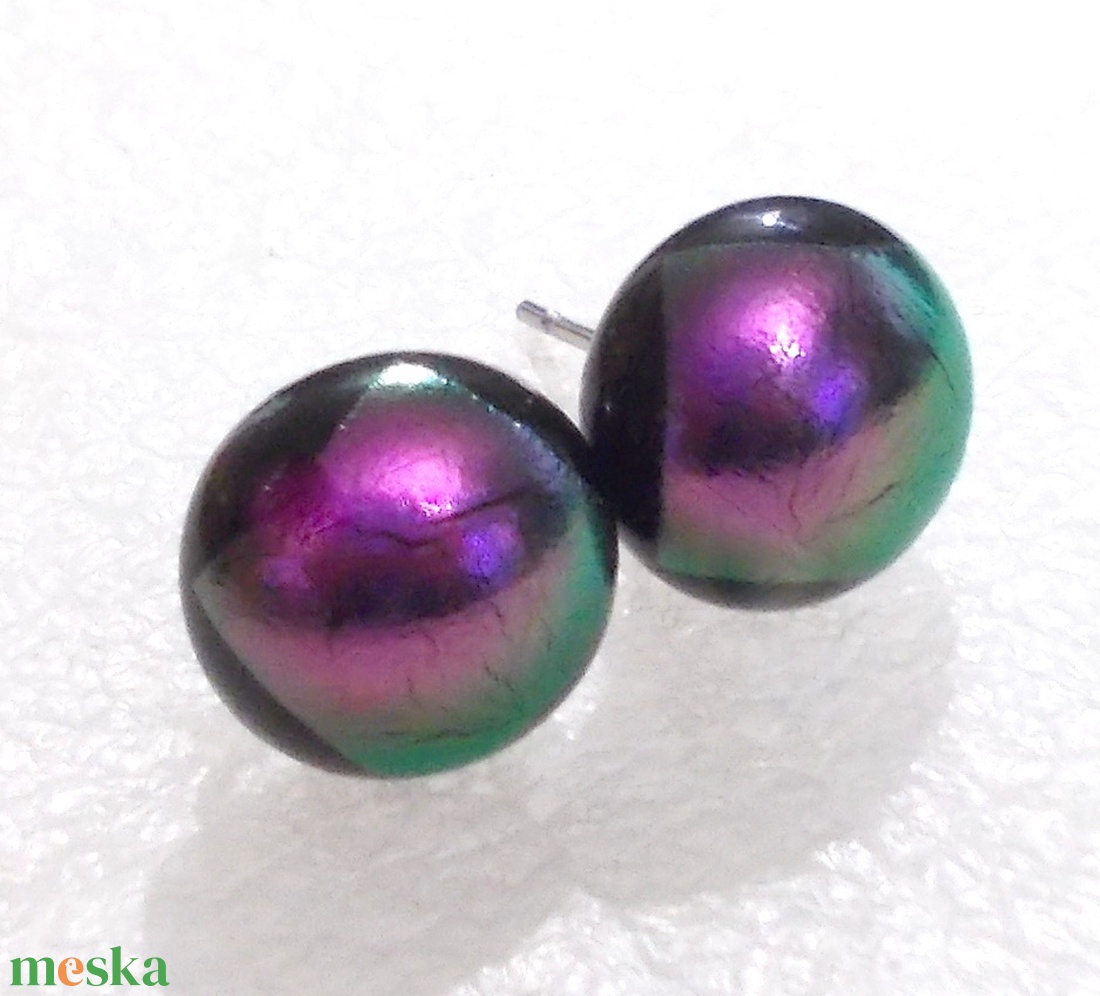 Orgona dichroic  stiftes fülbevaló  , ajándék névnapra, születésnapra. - ékszer - fülbevaló - pötty fülbevaló - Meska.hu