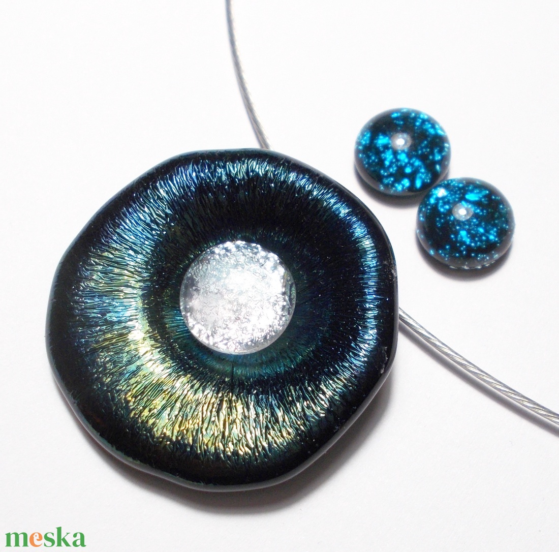 Gyöngykagyló dichroic ékszerszett , ajándék névnapra, születésnapra. - ékszer - ékszerszett - Meska.hu