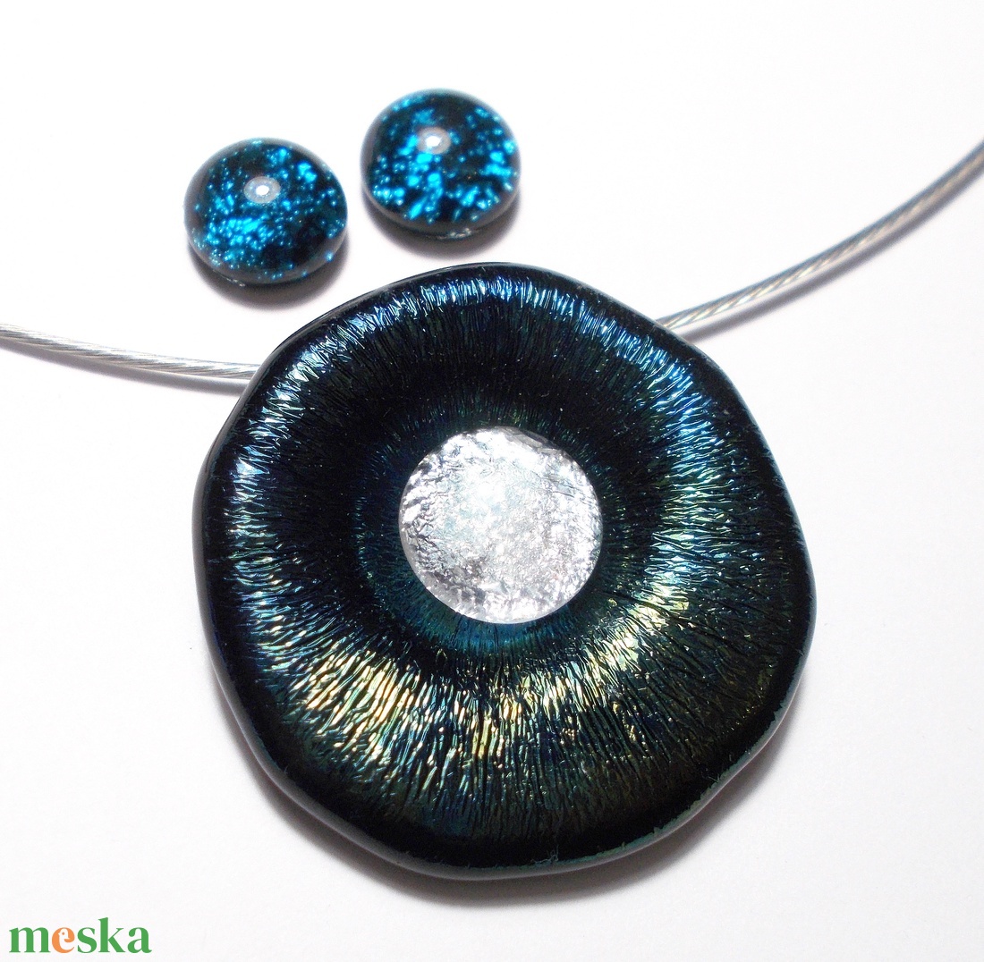 Gyöngykagyló dichroic ékszerszett , ajándék névnapra, születésnapra. - ékszer - ékszerszett - Meska.hu