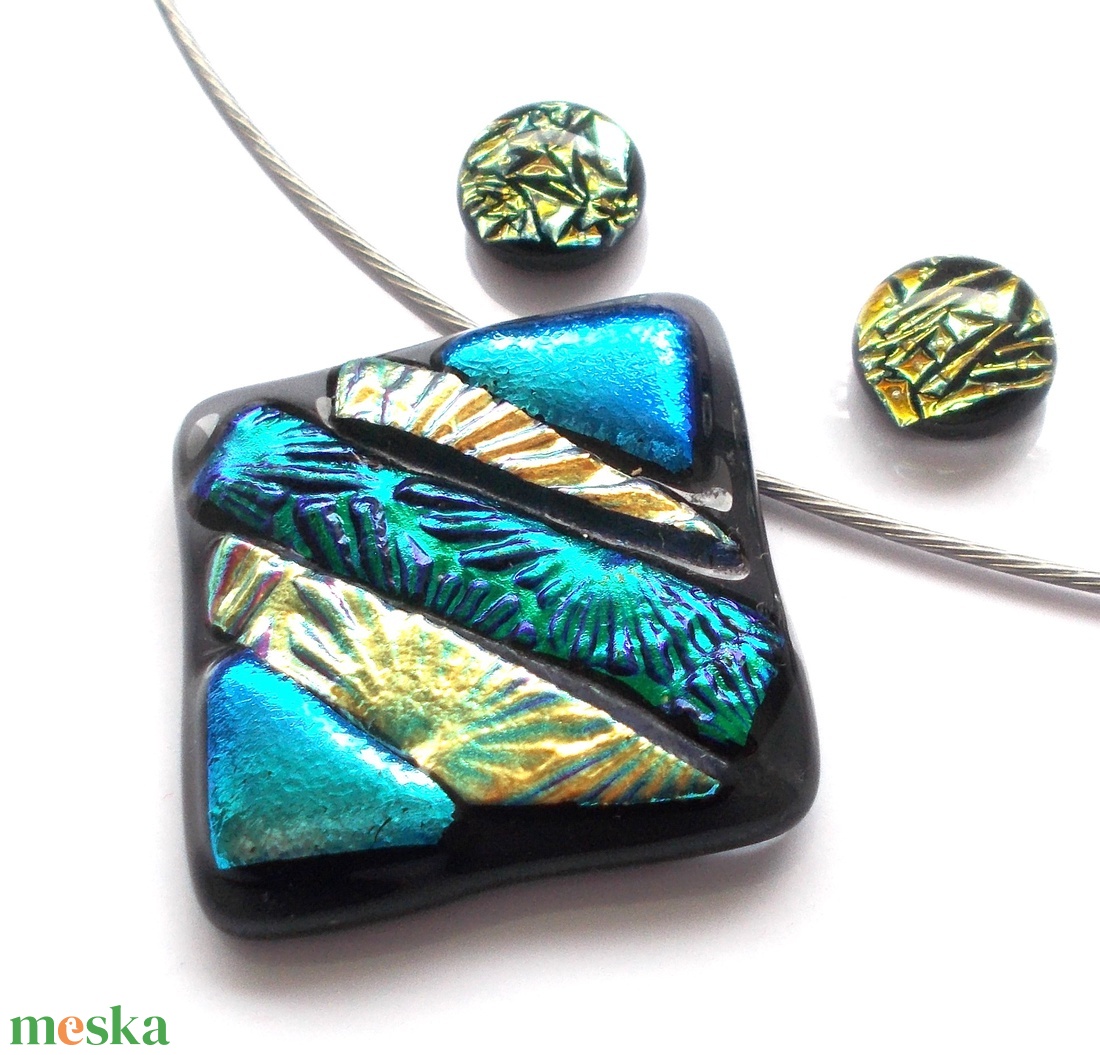 NEMESACÉL! Dichroic mozaik ékszerszett, ajándék pedagógus napra, születésnapra, névnapra.  - ékszer - ékszerszett - Meska.hu