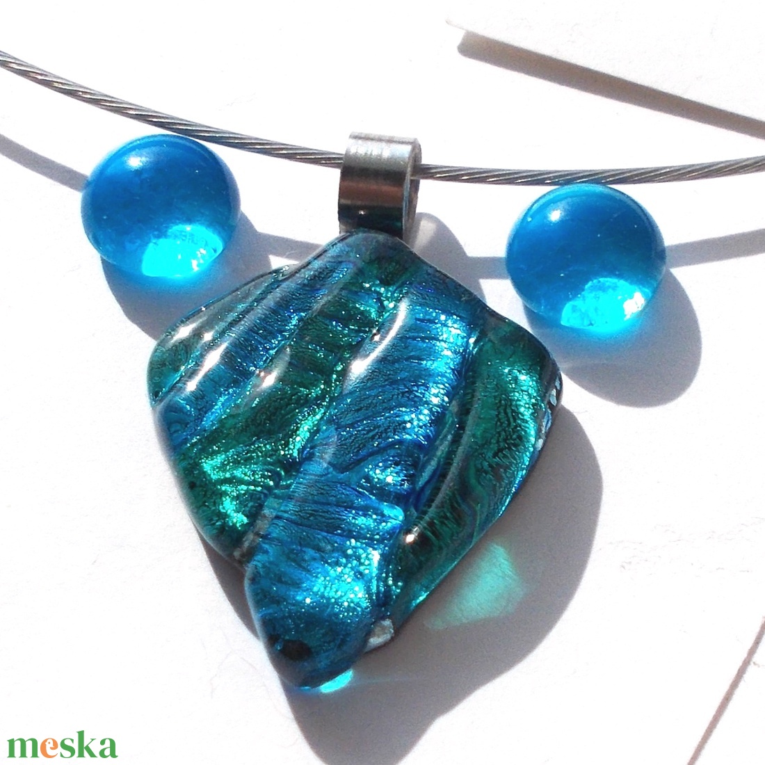 Kék-zöld dichroic hullámok, ajándék  lányoknak szalagavatóra, ballagásra, születésnapra, névnapra.  - ékszer - ékszerszett - Meska.hu
