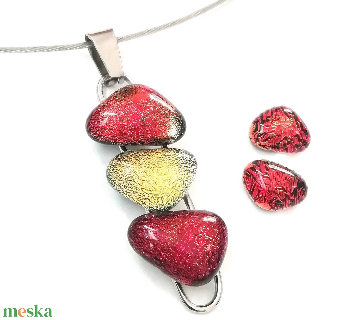 AKCIÓ! NEMESACÉL! Vörös-arany kavicsok dichroic üvegékszer szett. - ékszer - ékszerszett - Meska.hu AKCIÓ! NEMESACÉL! Vörös-arany kavicsok dichroic üvegékszer szett. - ékszer - ékszerszett - Meska.hu