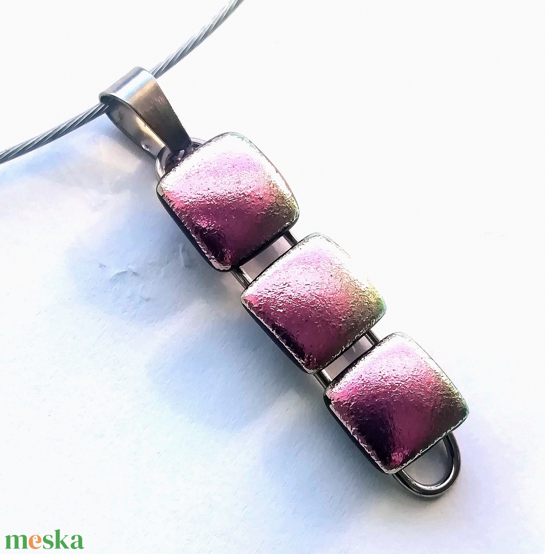  NEMESACÉL!  Magnólia dichroic nyaklánc. - ékszer - ékszerszett - Meska.hu
