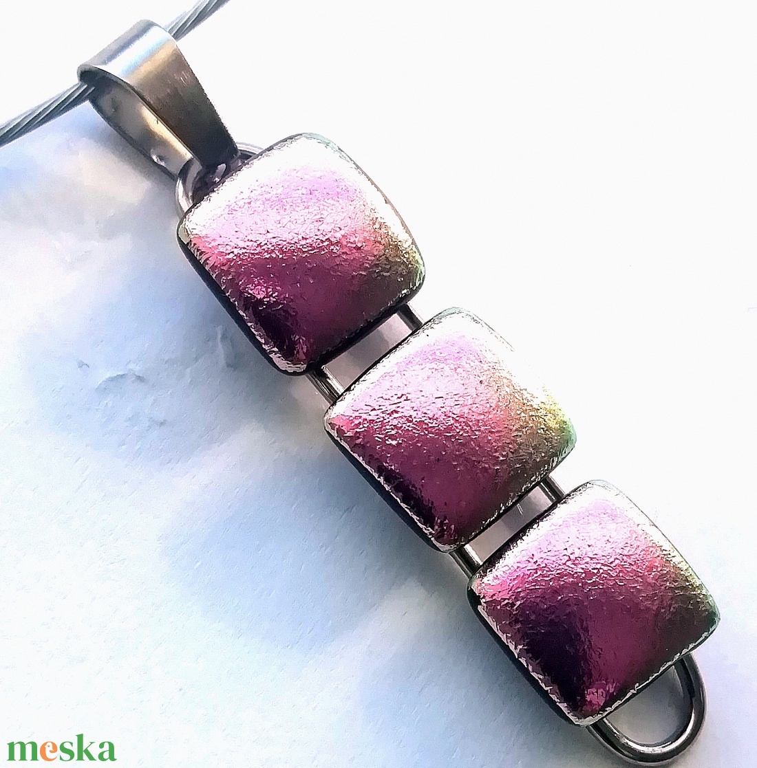  NEMESACÉL!  Magnólia dichroic nyaklánc. - ékszer - ékszerszett - Meska.hu