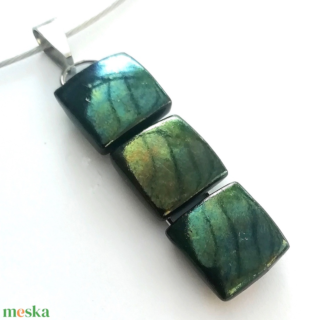  NEMESACÉL!  Bronzos moha dichroic karkötő.. - ékszer - karkötő - kézfej karkötő - Meska.hu