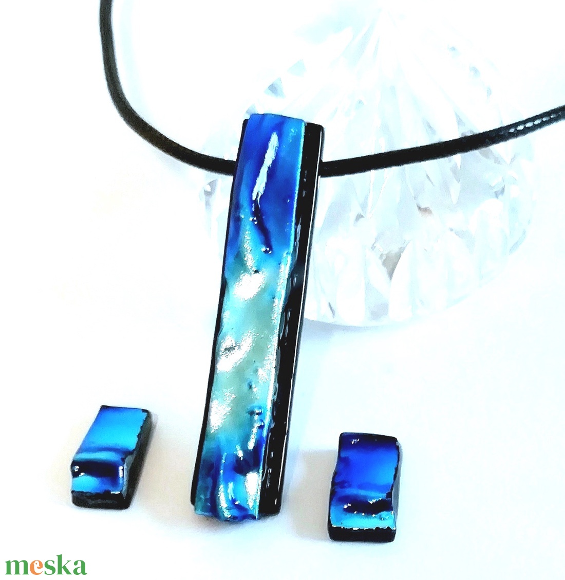  NEMESACÉL!  Ezüstös gleccser, dichroic ékszerszett. - ékszer - nyaklánc - medálos nyaklánc - Meska.hu