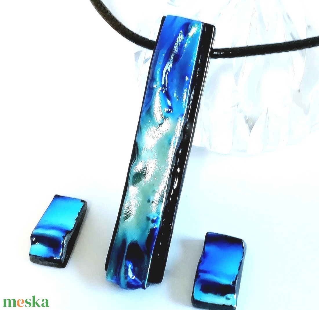  NEMESACÉL!  Ezüstös gleccser, dichroic ékszerszett. - ékszer - nyaklánc - medálos nyaklánc - Meska.hu