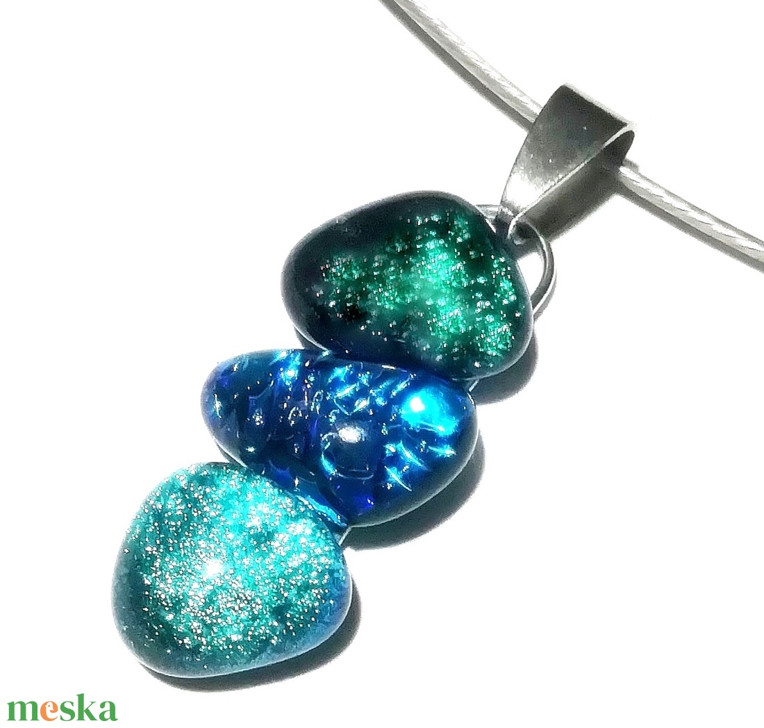 NEMESACÉL! kék-zöld-ezüst dichroic nyaklánc. - ékszer - ékszerszett - Meska.hu NEMESACÉL! kék-zöld-ezüst dichroic nyaklánc. - ékszer - ékszerszett - Meska.hu