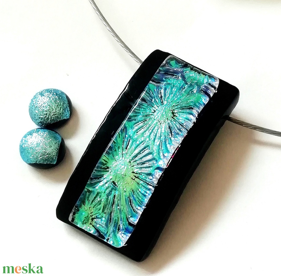 AKCIÓ! Arany-türkiz csillagok, dichroic ékszerszett. - ékszer - ékszerszett - Meska.hu