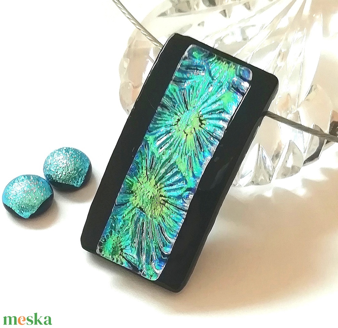 AKCIÓ! Arany-türkiz csillagok, dichroic ékszerszett. - ékszer - ékszerszett - Meska.hu